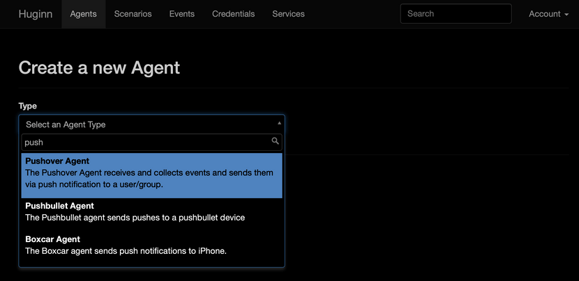 Huggin - Create Pushover Agent