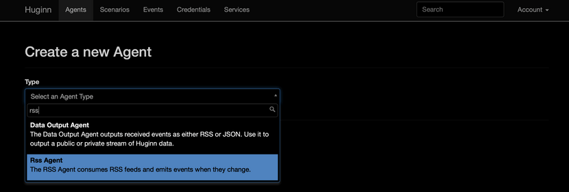 Huggin - Create RSS Agent